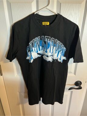 Chinatown Market Black Graphic Tee with Blue Cloud Logo